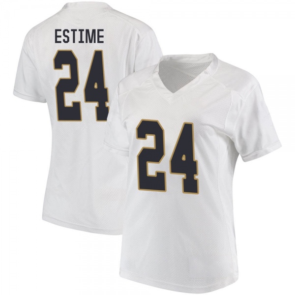 Audric Estime Notre Dame Fighting Irish NCAA Women's #24 White Replica College Stitched Football Jersey FRG1755FO